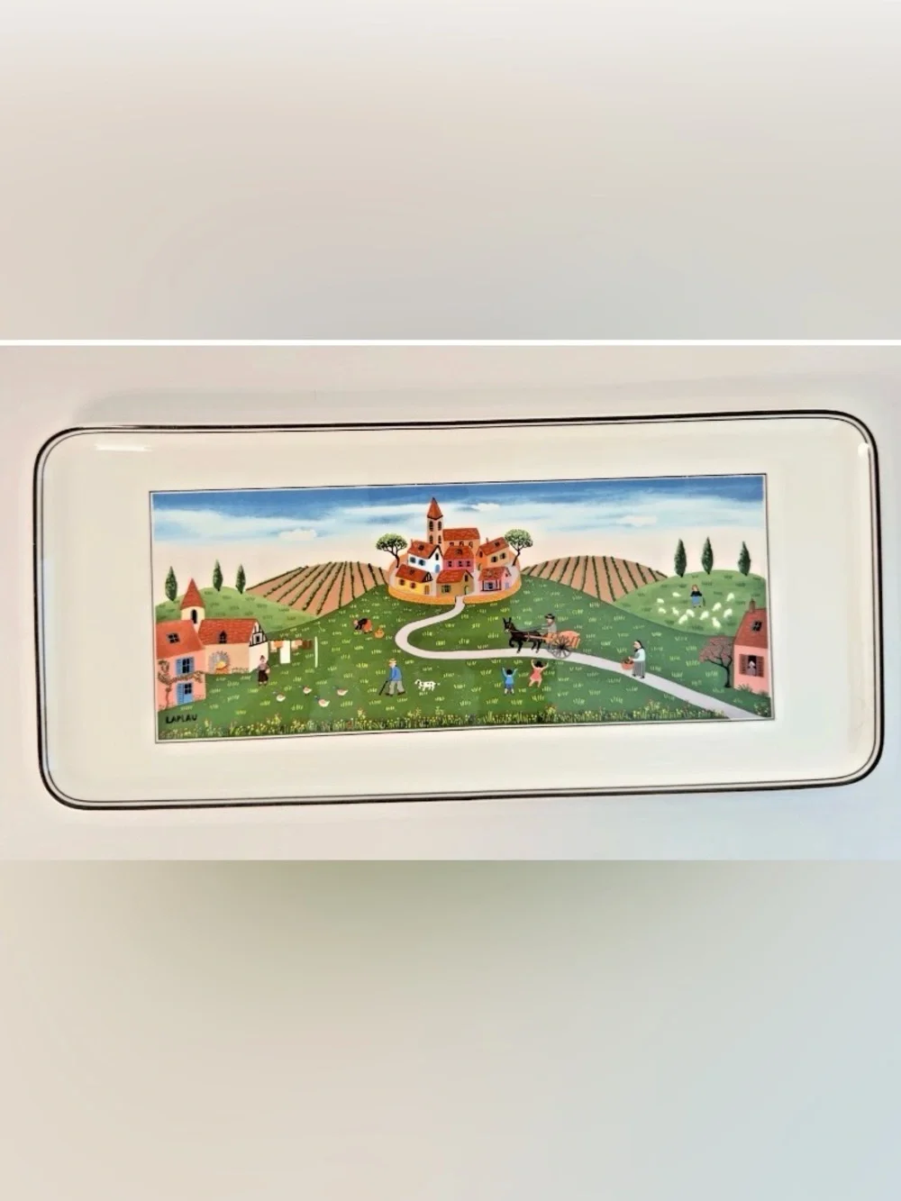 Villeroy & Boch Design Naif sandwich tray village scene by artist Gérard Laplau